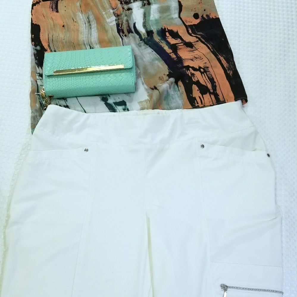 Zenergy Cream Pant Pull Tie Ankle Closure Sz 1.5